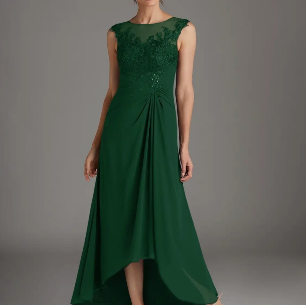 Azazie Endora Forest Green High-Low Dress